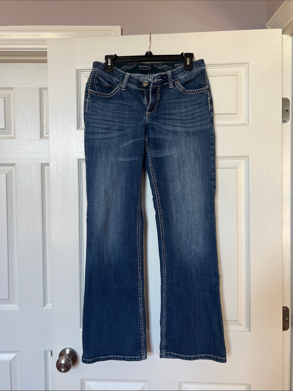 Wrangler Women’s Blue Flare Jeans with Contrast Stitching